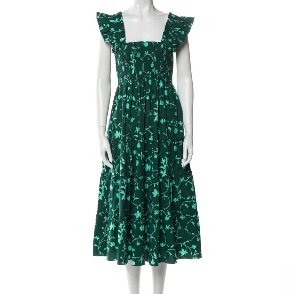 (Last chance before consignment) Hill House Green Floral Midi Nap Dress